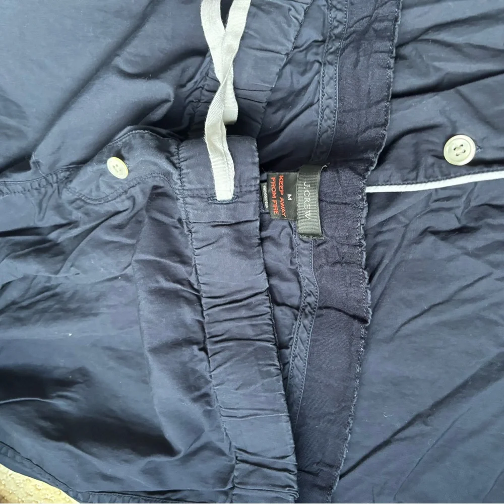 J. Crew Midnight Blue PJ Top and Bottoms with White Trim - Picture 3 of 8